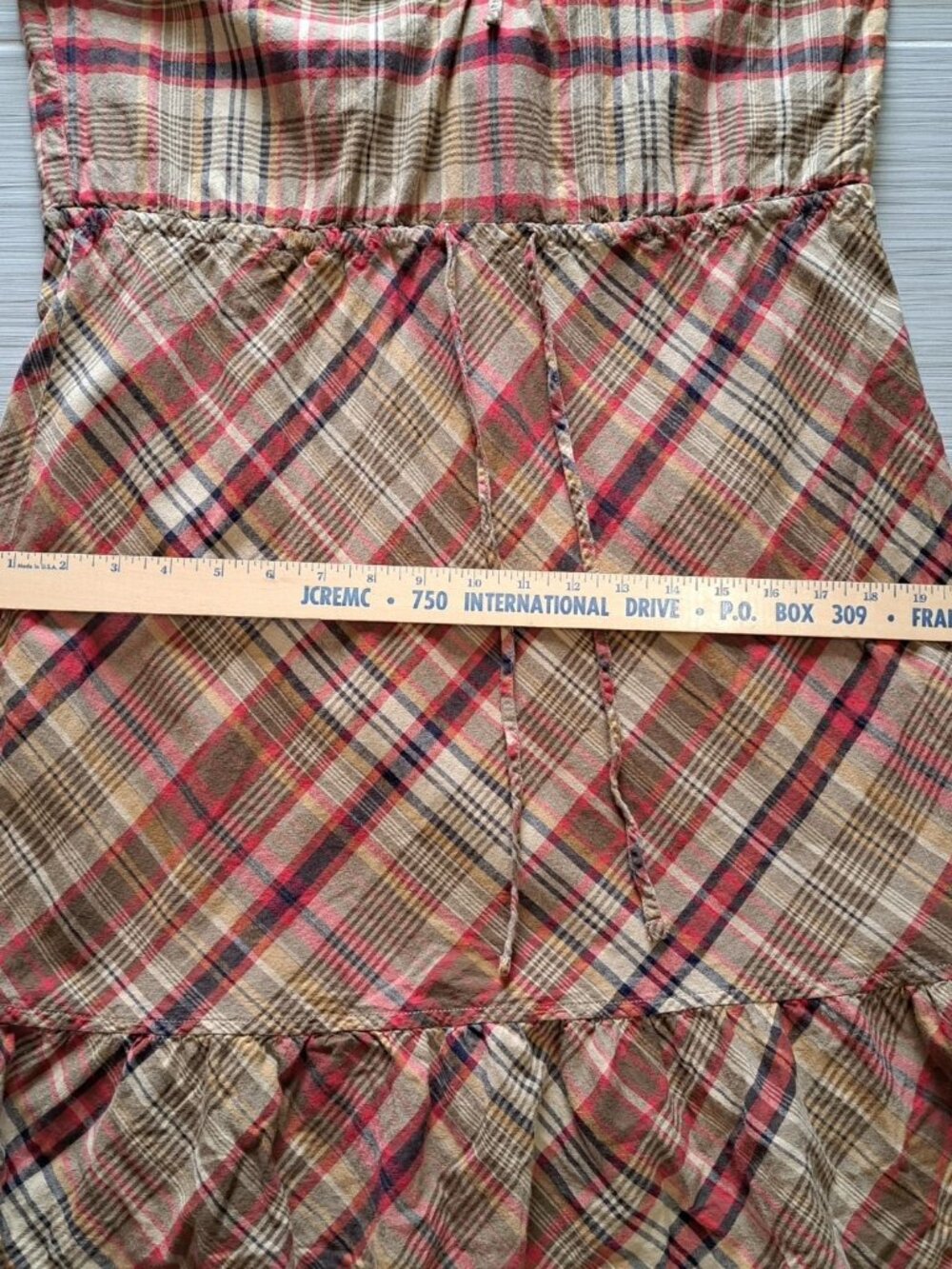 Converse One Star Womens Plaid Ruffle Dress Short Sleeve Size L Dark Academia - Picture 11 of 12